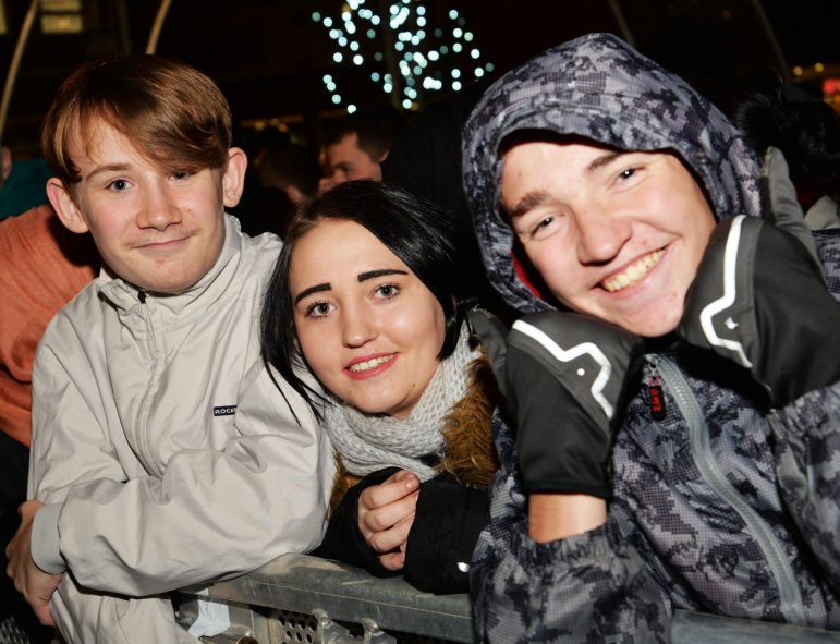 Revellers wrapped up warm to watch the lights switch-on. 